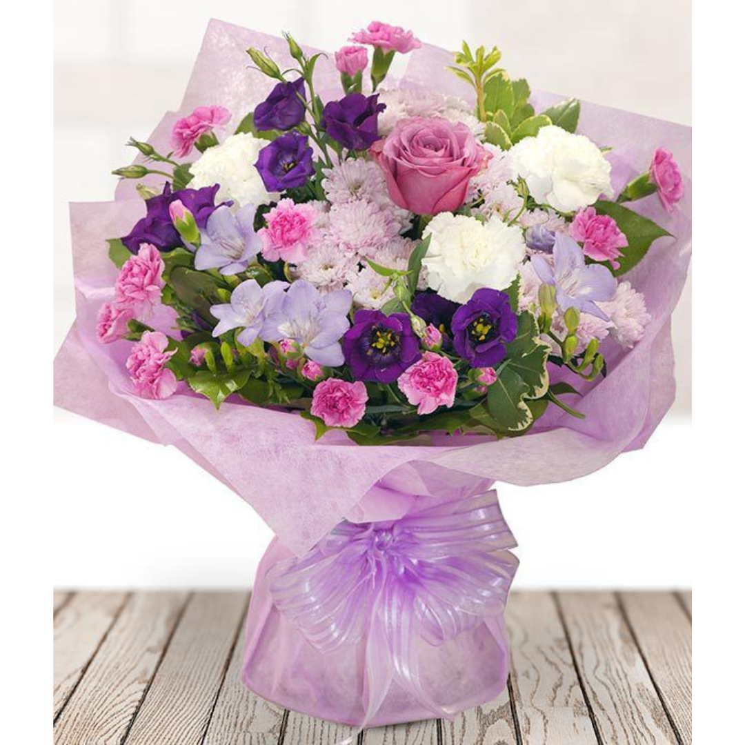 Carnations, roses with Lisianthus