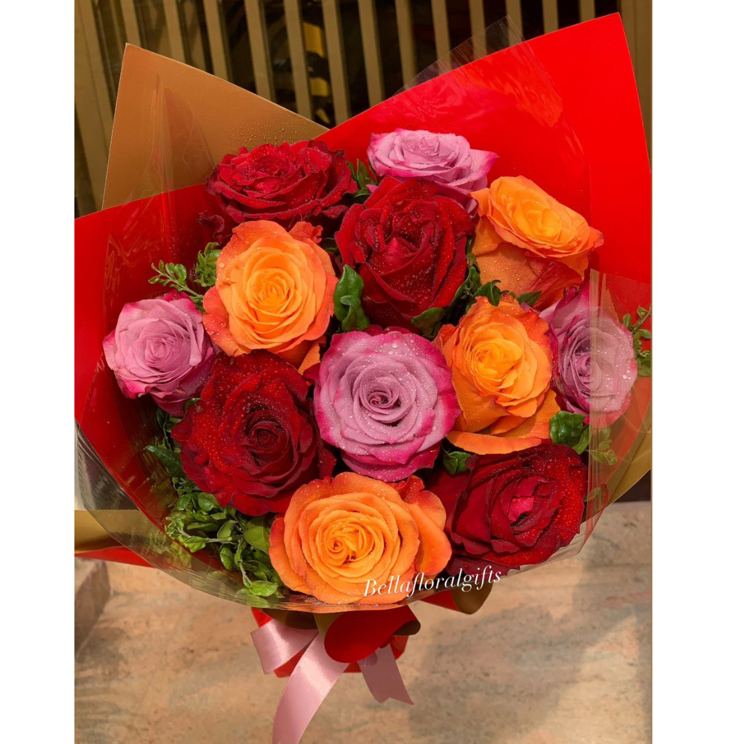 Red, Purple and Orange Roses